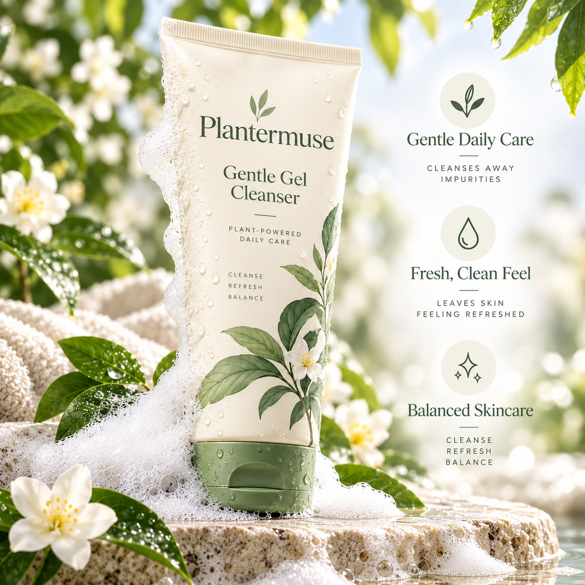 Plantermuse Gentle Gel Cleanser – Daily Refreshing Facial Cleanser