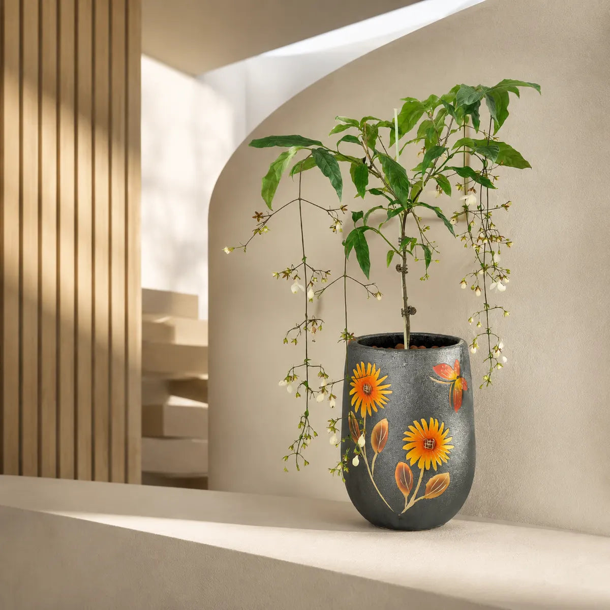 Plantermuse Hand-Painted Sunflower Ceramic Planter
