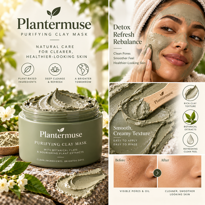 Plantermuse Purifying Clay Mask – Refreshing Clay Care for Clean, Smooth-Looking Skin