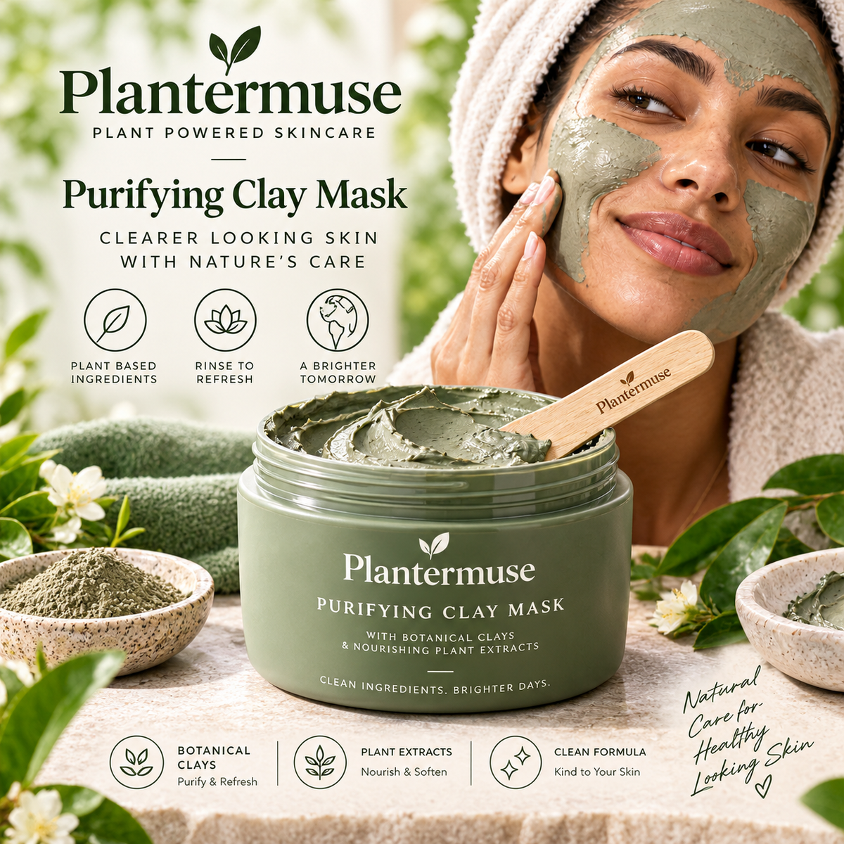 Plantermuse Purifying Clay Mask – Refreshing Clay Care for Clean, Smooth-Looking Skin