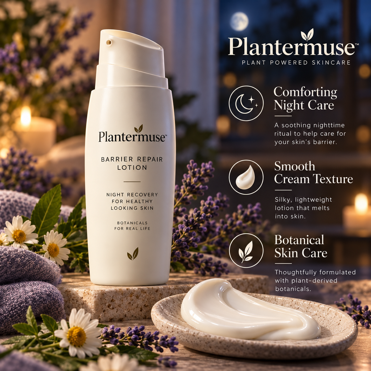 Plantermuse Barrier Repair Lotion – Comforting Night Moisture Care for Soft, Smooth-Looking