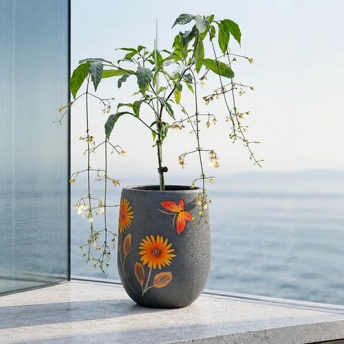 Plantermuse Hand-Painted Sunflower Ceramic Planter