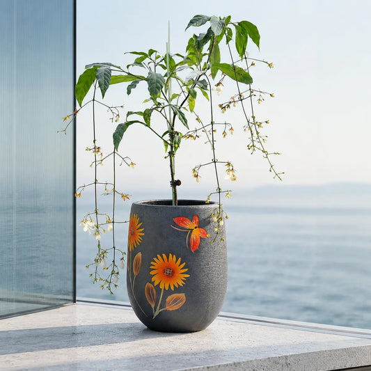 Plantermuse Hand-Painted Sunflower Ceramic Planter