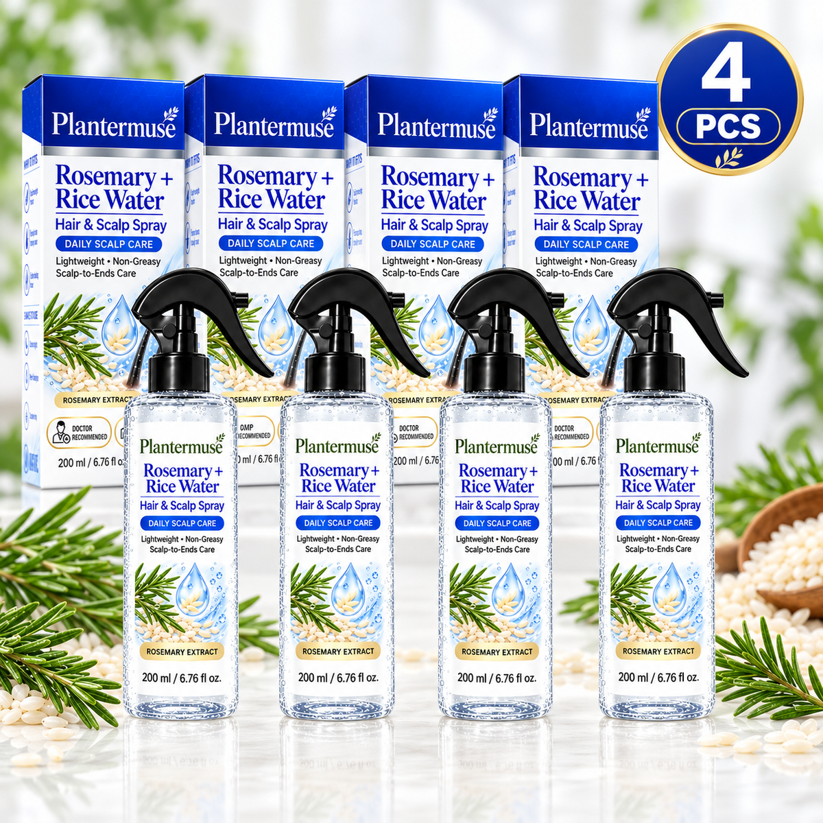 Plantermuse®Refreshing Rosemary & Rice Water Hair & Scalp Spray