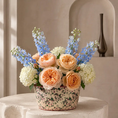 Plantermuse Rustic Floral Ceramic Planter Set