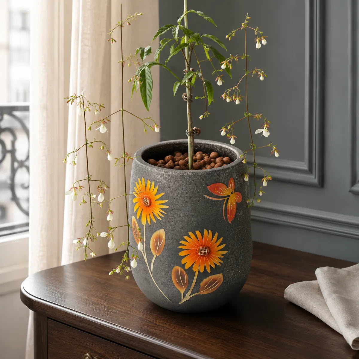 Plantermuse Hand-Painted Sunflower Ceramic Planter