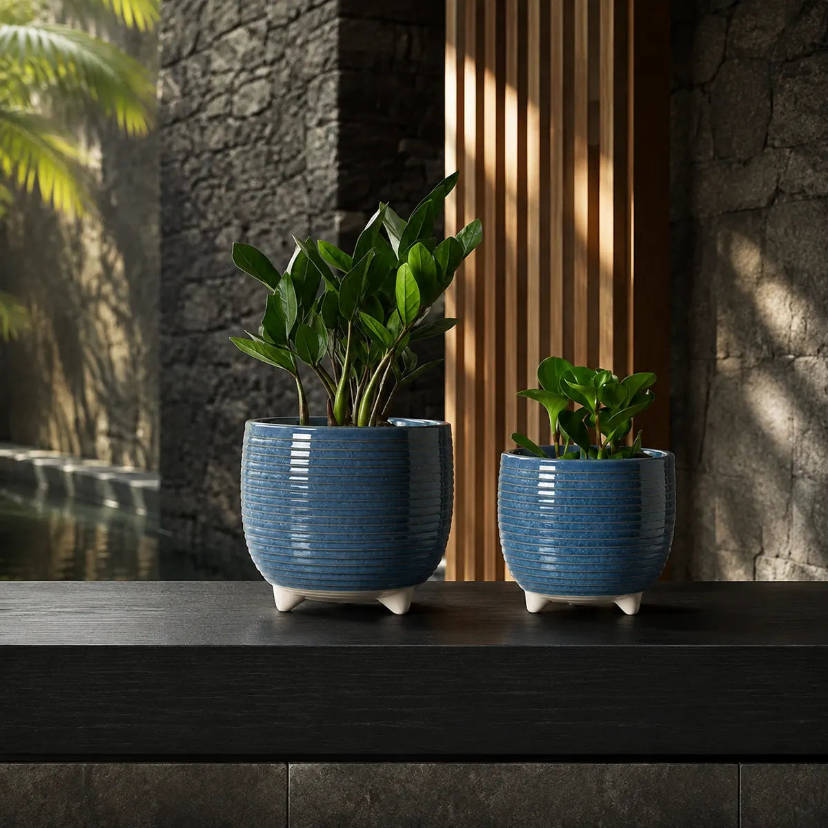 Plantermuse Footed Reactive Glaze Ceramic Planters