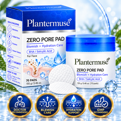 Plantermuse®Zero Pore Pads – Dual-Texture AHA + BHA Pore Care Pads
