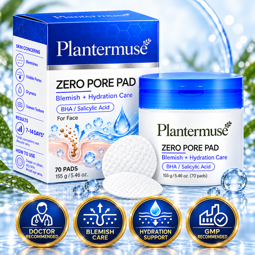 Plantermuse®Zero Pore Pads – Dual-Texture AHA + BHA Pore Care Pads
