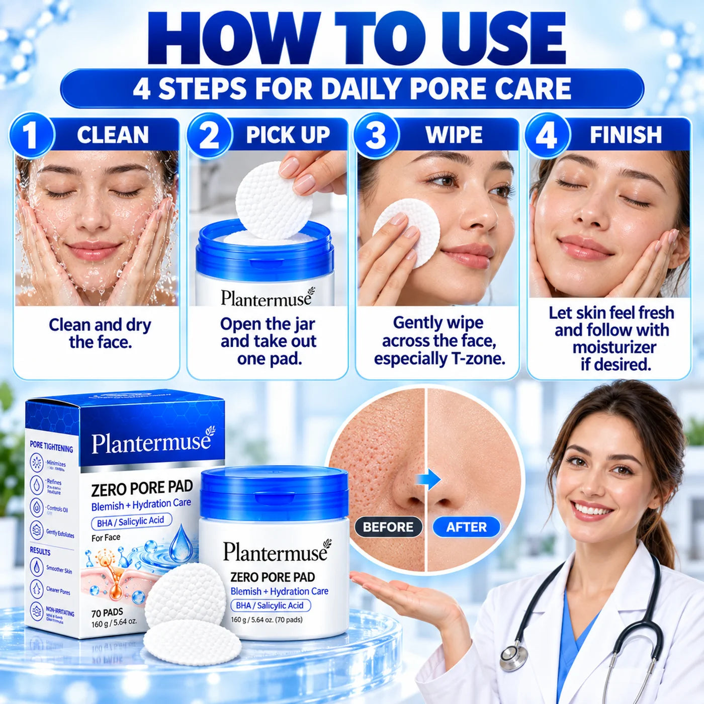 Four steps for using Plantermuse Zero Pore Pad