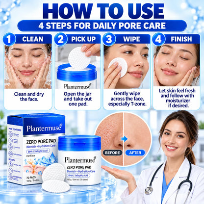 Plantermuse®Zero Pore Pads – Dual-Texture AHA + BHA Pore Care Pads